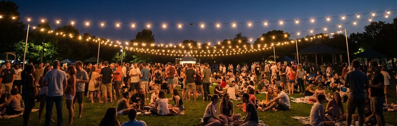 Atmosfera conviviale notturna al Park Sounds Festival